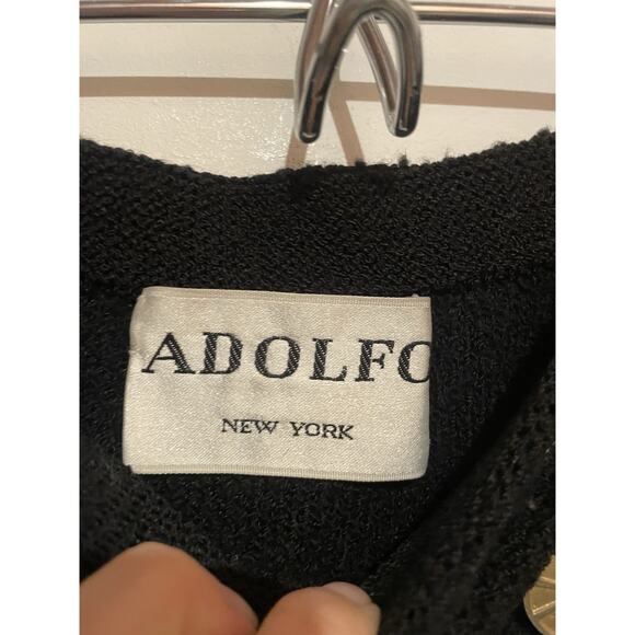 Adolfo New York Vintage Black Skirt With Gold Button Details Wool - Picture 5 of 8
